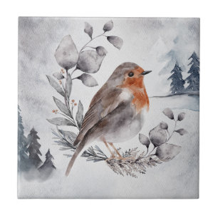 Elegante Watercolor Winter American Robin