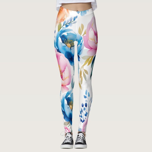 🌸 Elegante Watercolou Floral Leggings - Chic & St (Frente)