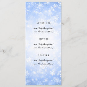 Elegante Wedding Menu Blue Winter Wonderland