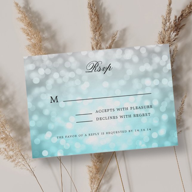 Elegante Wedding RSVP Bokeh Lights Beach Ombre (Elegant Wedding RSVP Bokeh Lights Beach Ombre )
