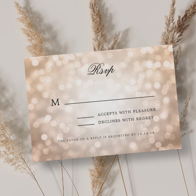 Elegante Wedding RSVP Bokeh Lights Rosa Dourado (Elegant Wedding RSVP Bokeh Lights Rose Gold)