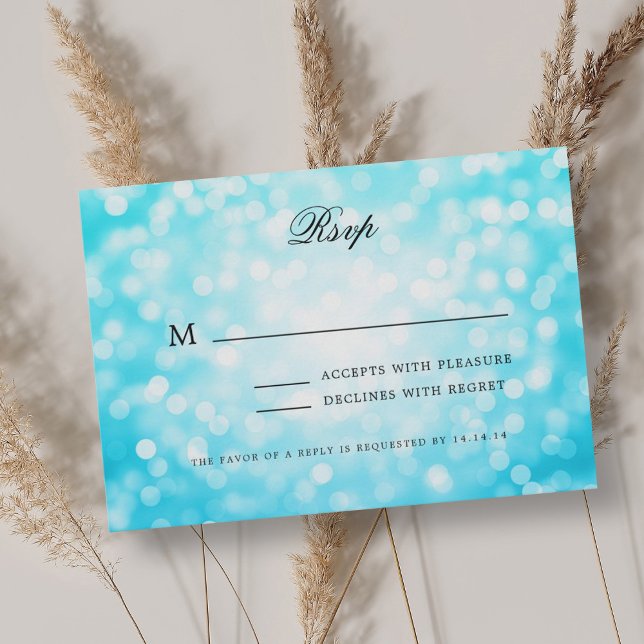 Elegante Wedding RSVP Bokeh Lights Turquoise (Elegant Wedding RSVP Bokeh Lights Turquoise )
