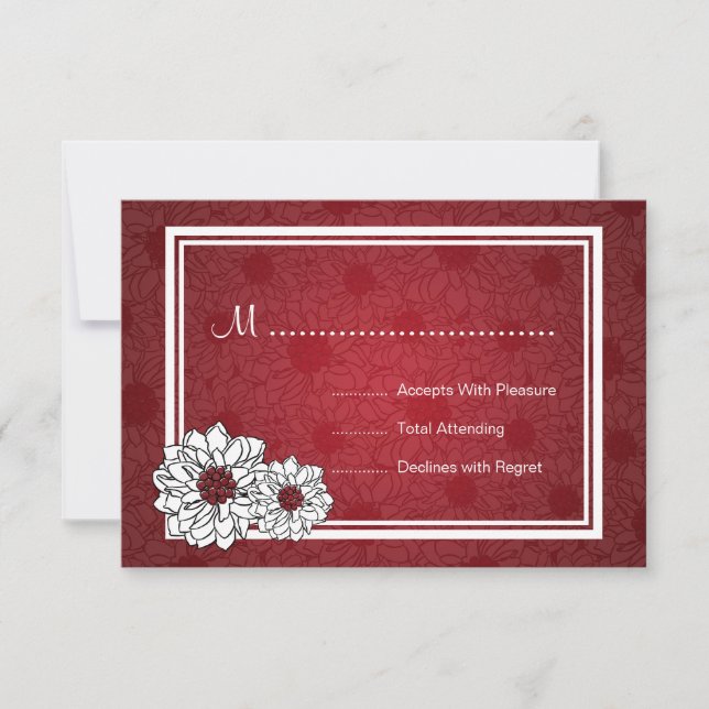 Elegante Wedding RSVP Dahlia Floral Red (Frente)