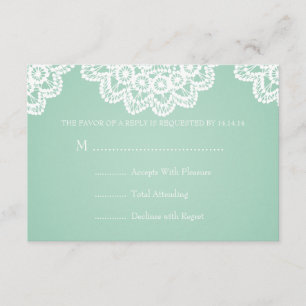Elegante Wedding RSVP Vintage Lace Mint Green