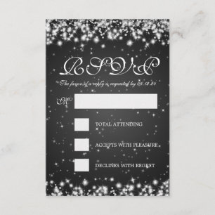 Elegante Wedding RSVP Winter Sparkle Black