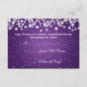 Elegante Wedding RSVP Winter Sparkle Purple