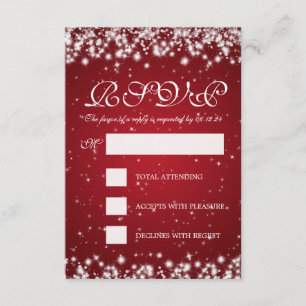 Elegante Wedding RSVP Winter Sparkle Red