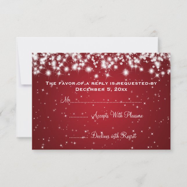 Elegante Wedding RSVP Winter Sparkle Red (Frente)