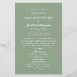 Elegante Wedding Sage Green Chic Ceremony Program