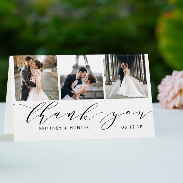 Elegante White 3 Photo Collage Obrigado (Criador carregado)