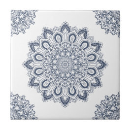 Elegante White Blue Mandala