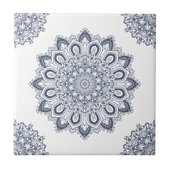 Elegante White Blue Mandala (Frente)