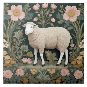 Elegante White Sheep William Morris Inspirado