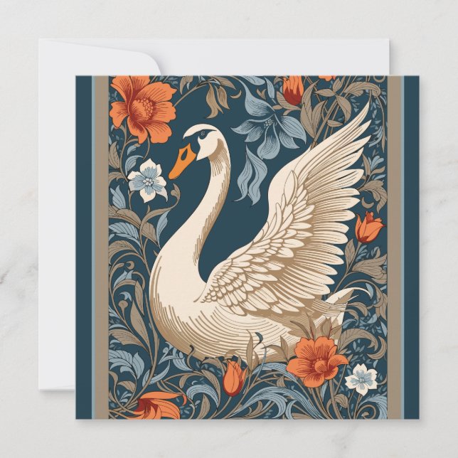 Elegante White Swan William Morris Inspirou Floral (Frente)