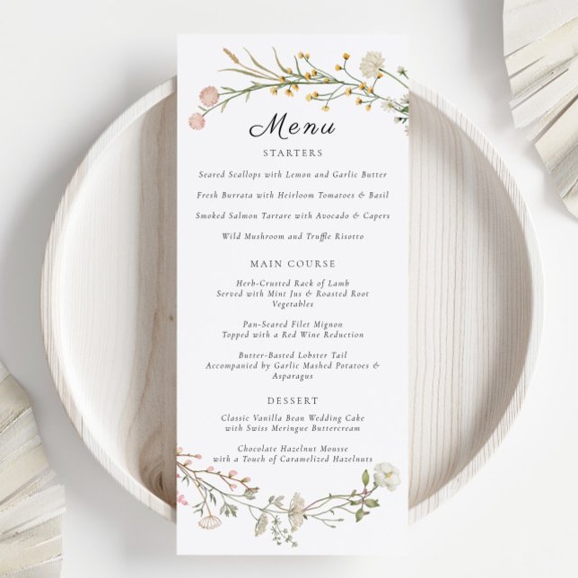Elegante Wildflower Floral Greenery Menu (Criador carregado)