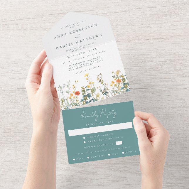 Elegante Wildflower Tudo Em Um Casamento (Aba destacável)