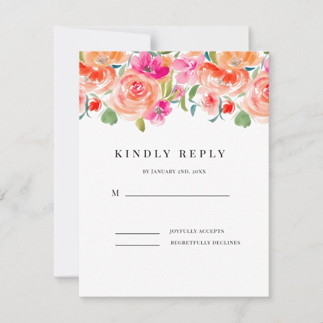 Elegante Wildflower Wedding RSVP (Frente)