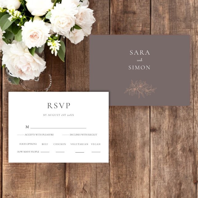 Elegante Wildflower Wedding RSVP (wedding rsvp in stunning earty sones with a peach floral , modern and unique wedding rsvp)