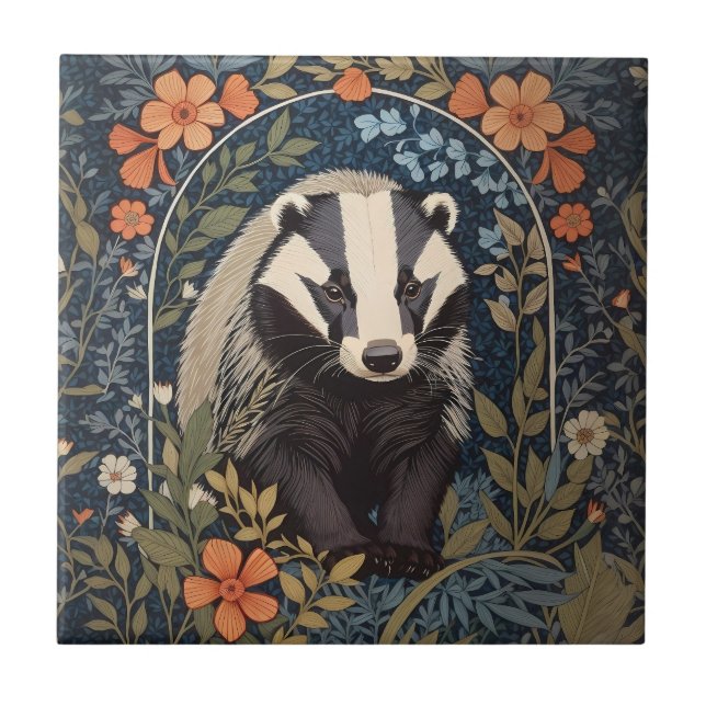 Elegante William Morris Inspirou Badger (Frente)