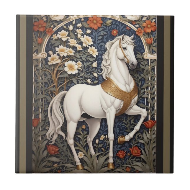 Elegante William Morris Inspirou Cavalo Branco (Frente)