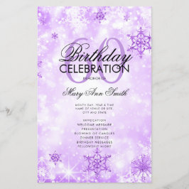 Elegante Winter 60th Birthday Program Purple Menu