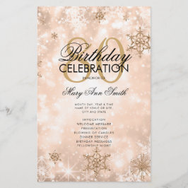 Elegante Winter 80 Birthday Program Rosa Menu Dour