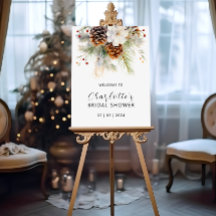 Elegante Winter Evergreen e Rowan Berries Bridal