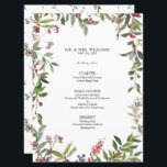 Elegante Winter Wildflower Berry Wedry Menu<br><div class="desc">Nosso Elegante Menu Casamento de Berry de Flor Selvagem de Inverno 6.5"x 8.75" é perfeito para o casal amoroso da natureza. A parte frontal do menu apresenta uma bela moldura natural de flor silvestre e moldura de morango vermelha e a parte de trás do menu é decorada com um padrão...</div>