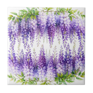 Elegante wisteria aguarela roxa azul floral