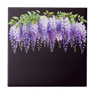 Elegante wisteria aguarela roxa azul floral