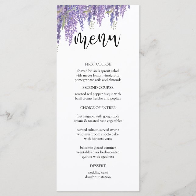 Elegante Wisteria tree Wedding Menu (Frente)