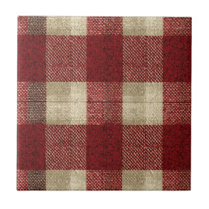 Elegante Xadrez Burgundy Marfim Ferrugem Vermelho