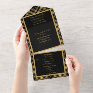 Elegante Xadrez preto e Dourado