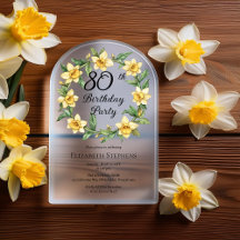 Elegante Yellow Daffodils Floral 80 Birthday