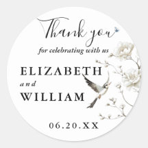Elegantes Adesivos de Agradecimento de Casamento F
