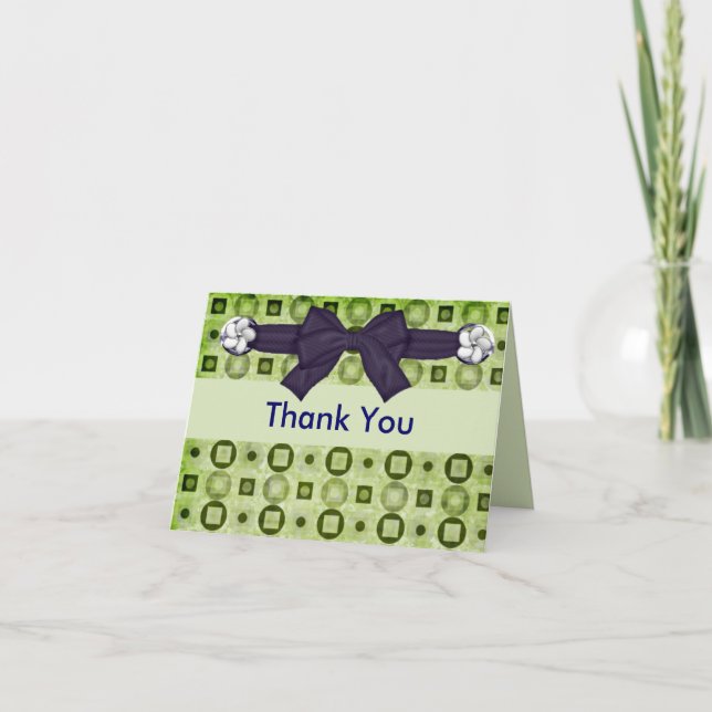 Elegantes Bilhetes de Agradecimento Verde e Azul M (Frente)