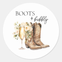 Elegantes Botas e Bridal Shower Bubbly Adesivo