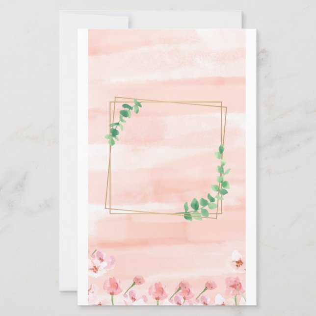 Elegantes Briefpapier mit Kirschblüten und Herzen (Frente)