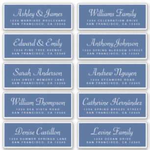 Elegantes Etiquetas de Endereço de Convidados Azul