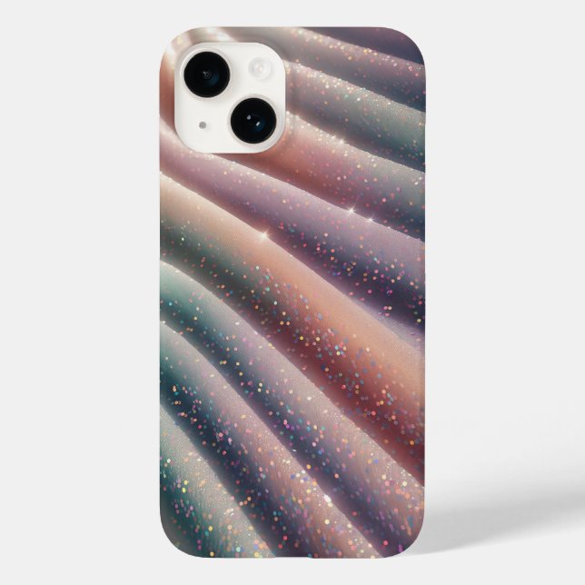 Elegantes Ondas de Seda Iridescente Pastel com Bri (Verso)