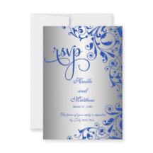 Elegantes Ondas Royal Blue e Prata RSVP