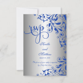 Elegantes Ondas Royal Blue e Prata RSVP