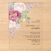 Elegantes Peônias em Aquarela para Casamento Moder
