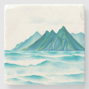 Elegantes Porta-Copos de Montanha em Aquarela Mi