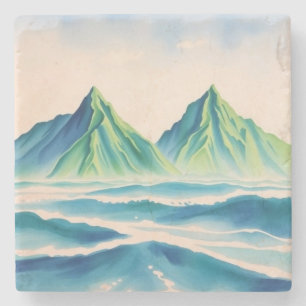 Elegantes Porta-Copos de Montanha em Aquarela Mi