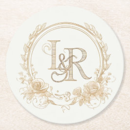 Elegantes Porta-Copos de Papel com Monograma Flora