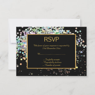 ELEGANTES RSVP HOLOGRÁFICO PASTEL EM OURO PRETO PE