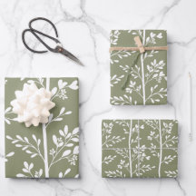 Elegantes Silhuetas Florais Oliva Minimalistas