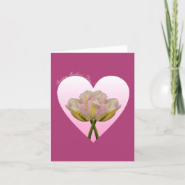 Elegantes Tulipas no Cartão do Dia das Mães Coraçã