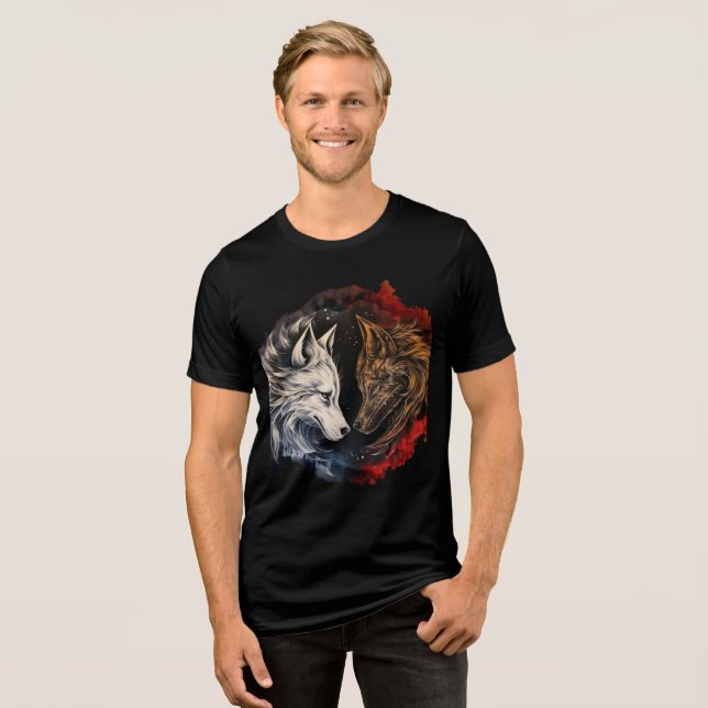 Elemental Wolves – Fire & Ice Spirit Art (Frente Completa)
